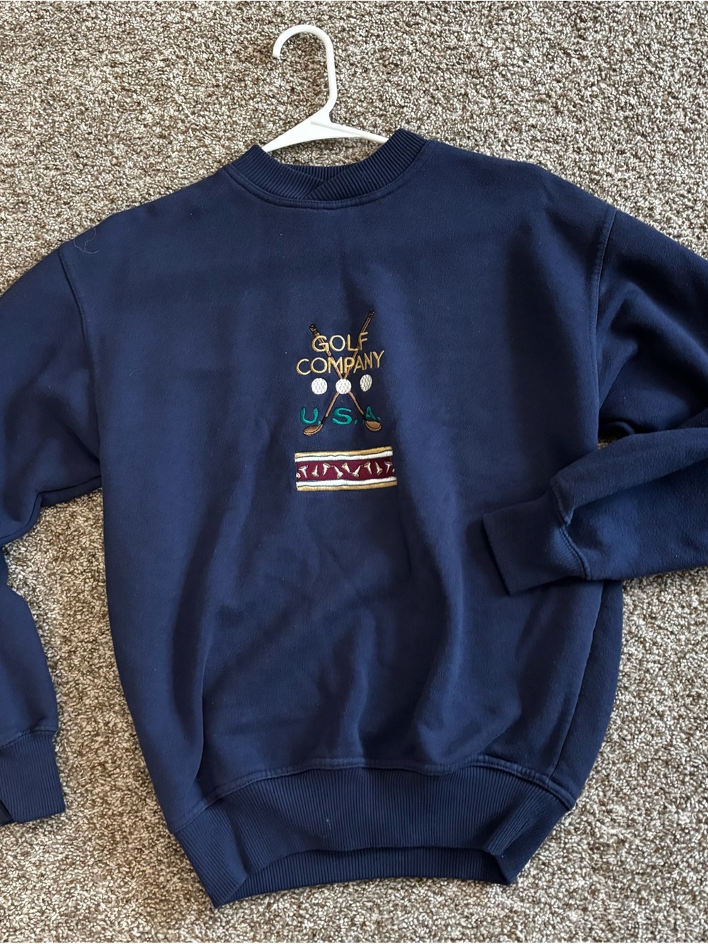 Vintage trader bay golf Navy Embroidered Crewneck Sweater